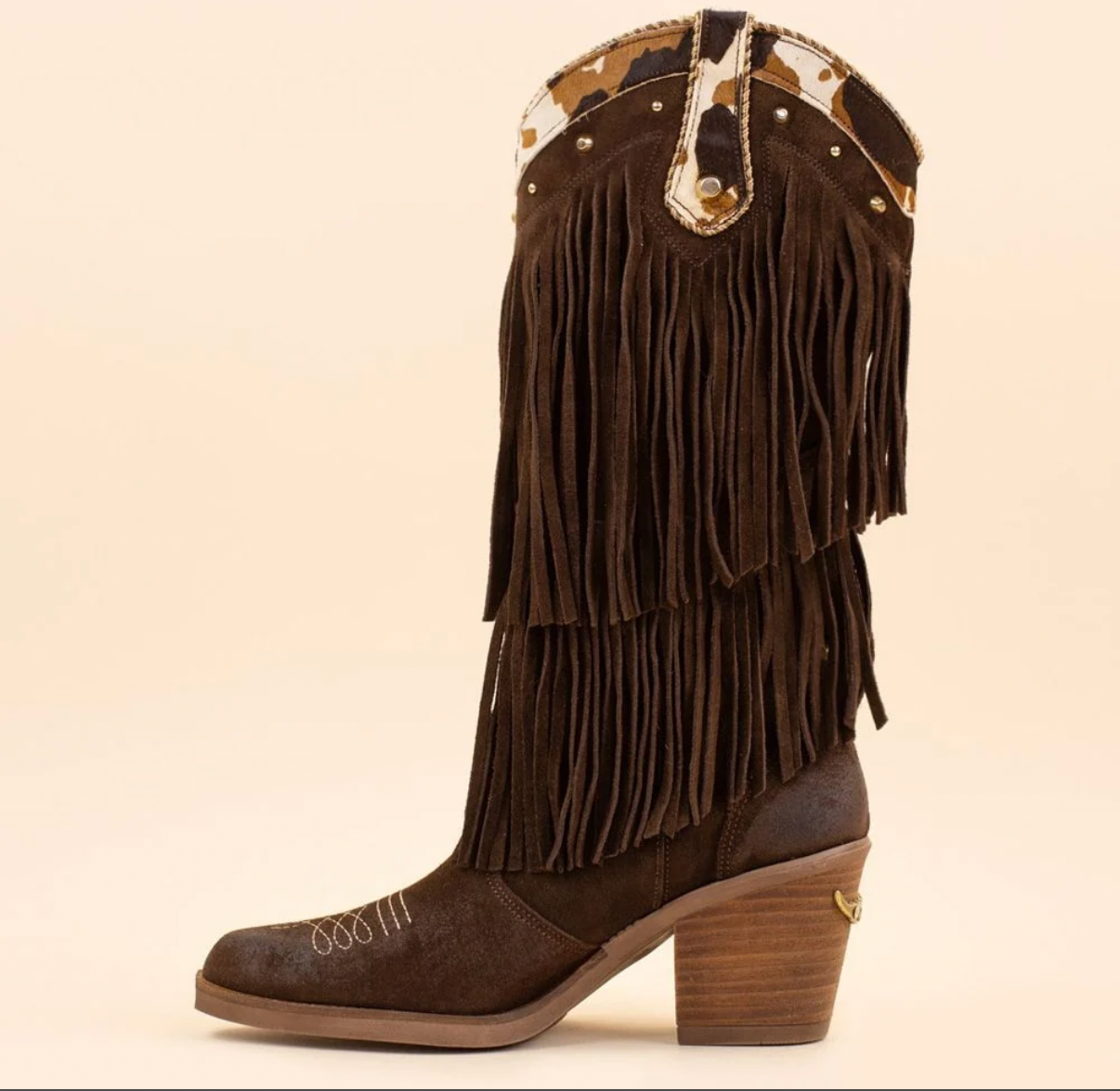Nemonic Cowboyboots Boho Fransboots brunt cowgirl