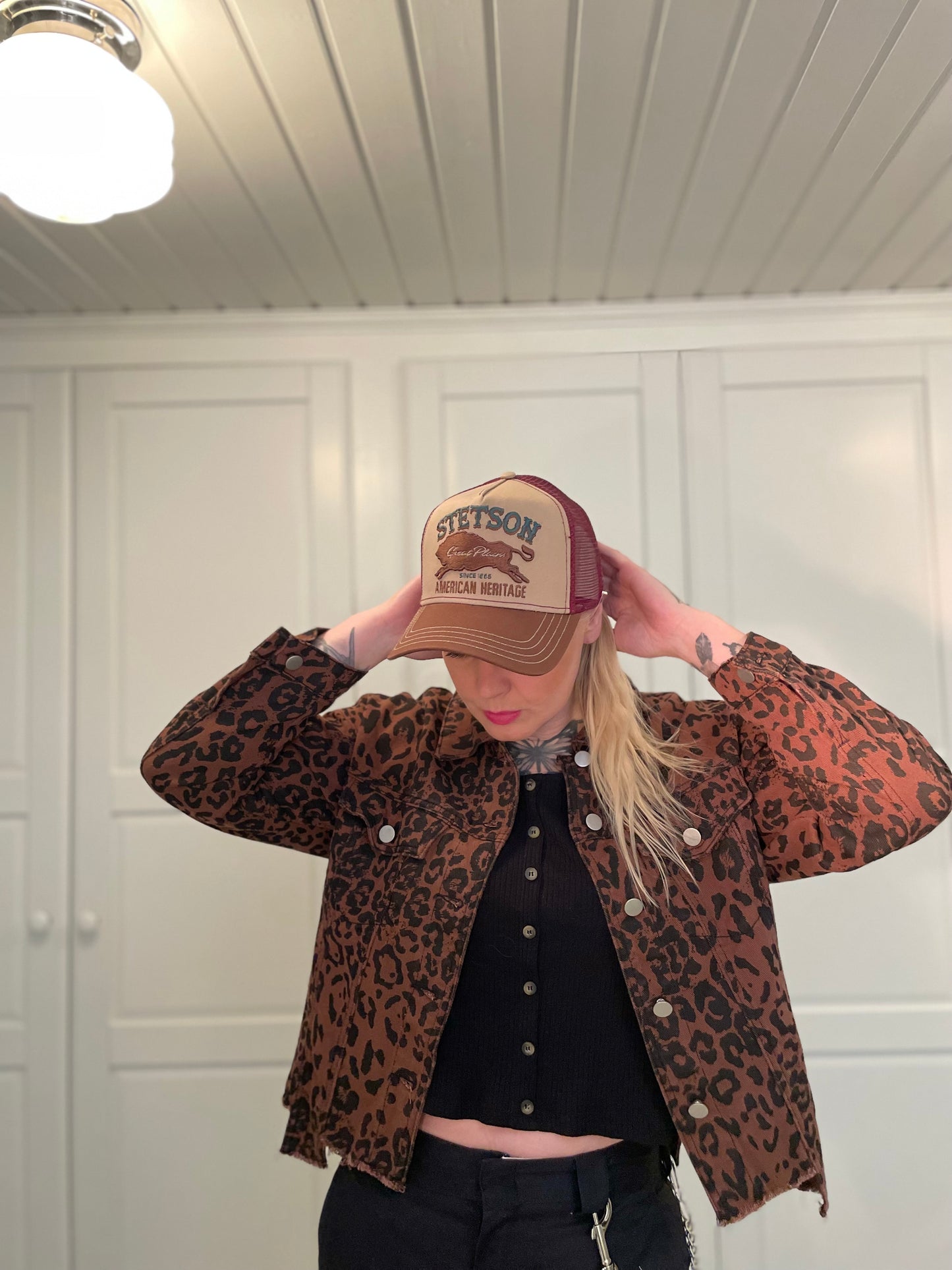 Rebell Leopard jeansjacka dam