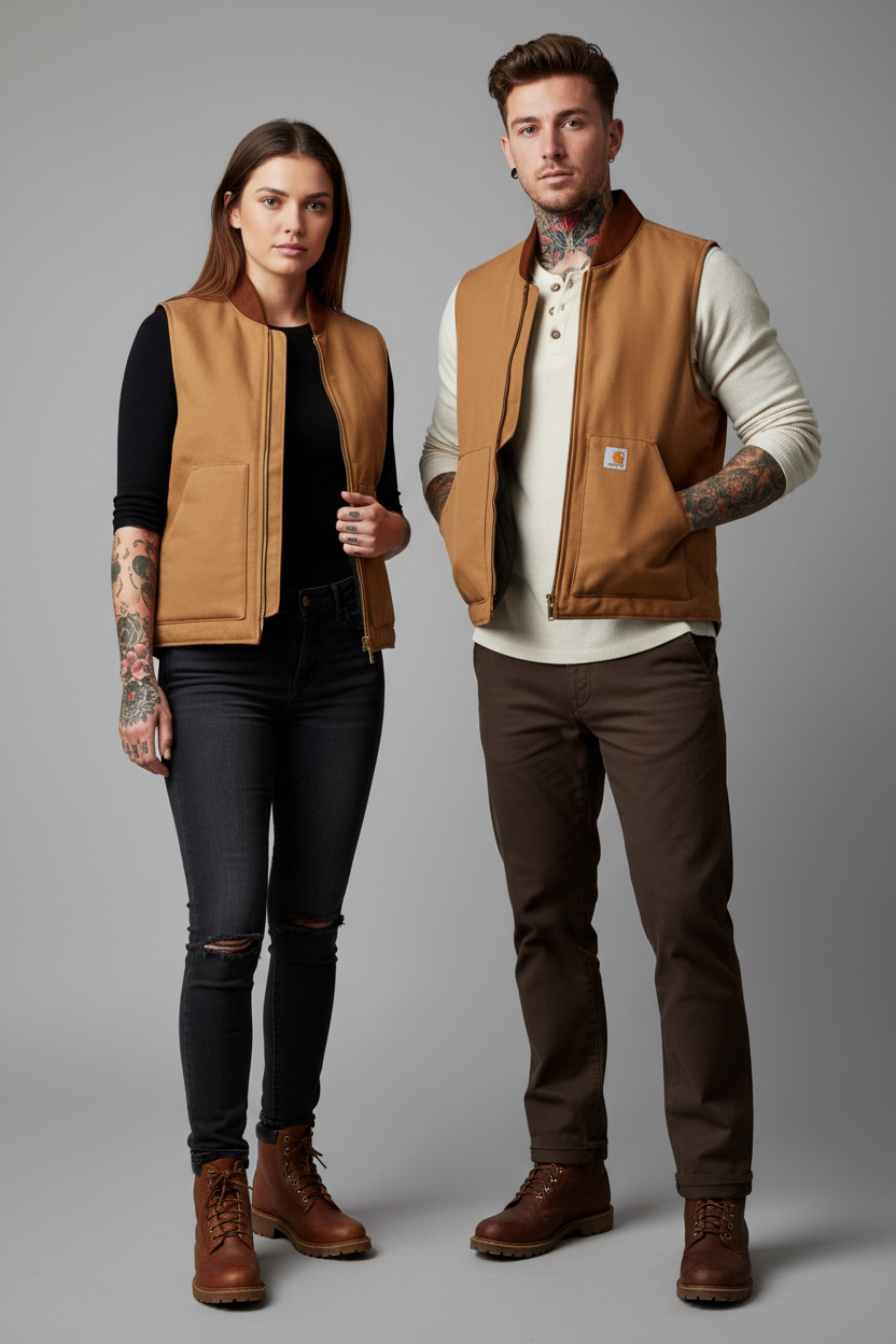 carhartt fodrad väst brown duck