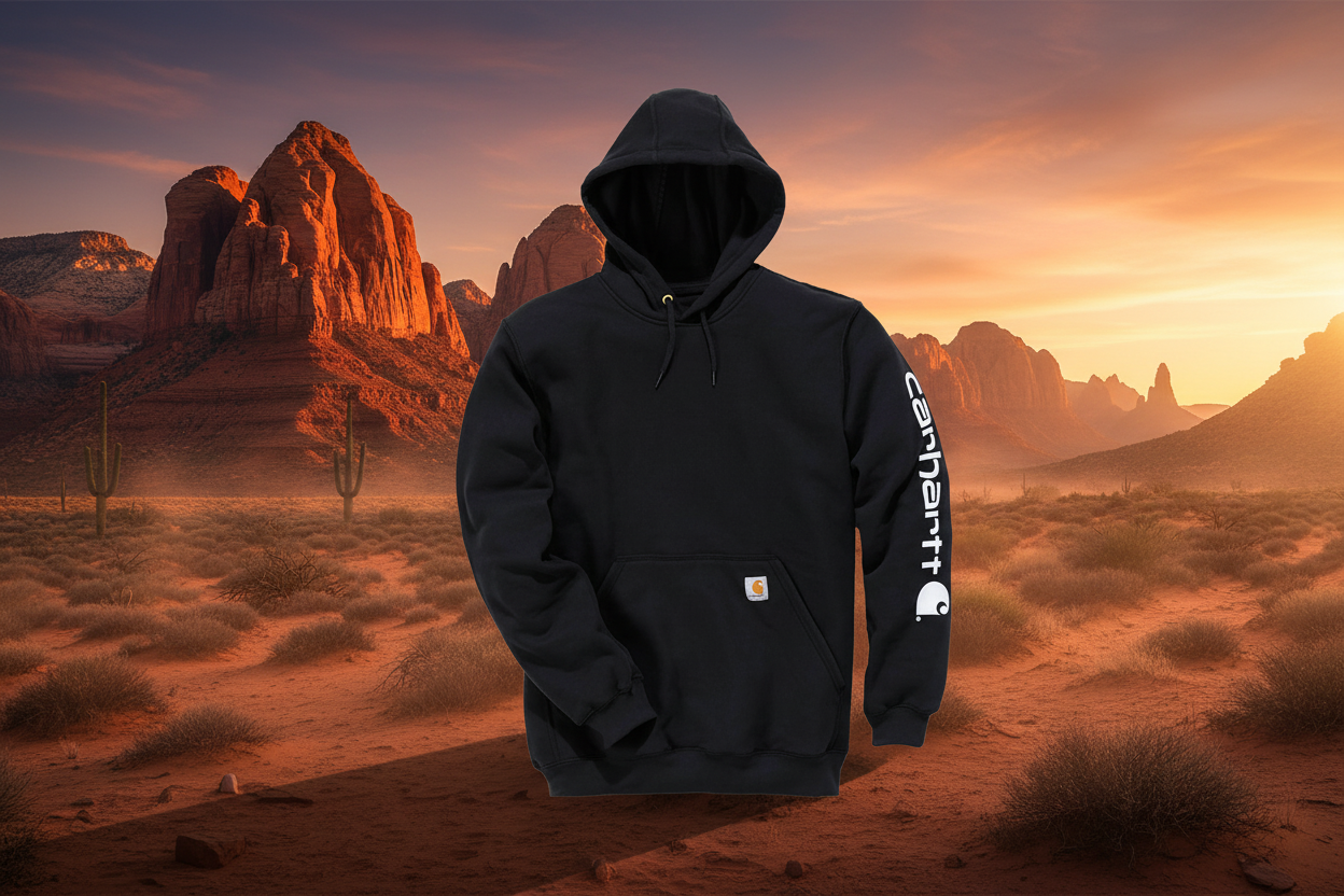 CARHARTT SIGNATURE LOGO HOODED SWEATSHIRT tryck arm
