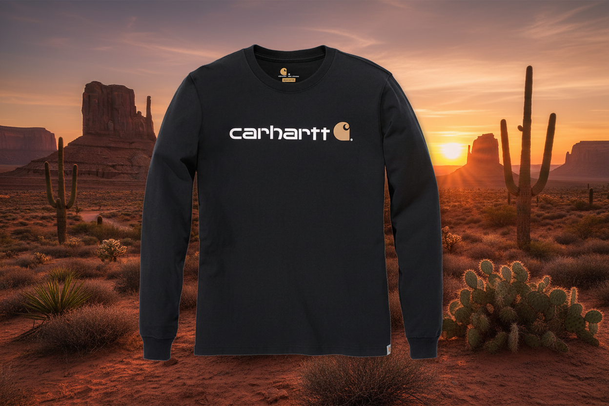 carhartt långärmad svart klassisk tryck bröst unisex