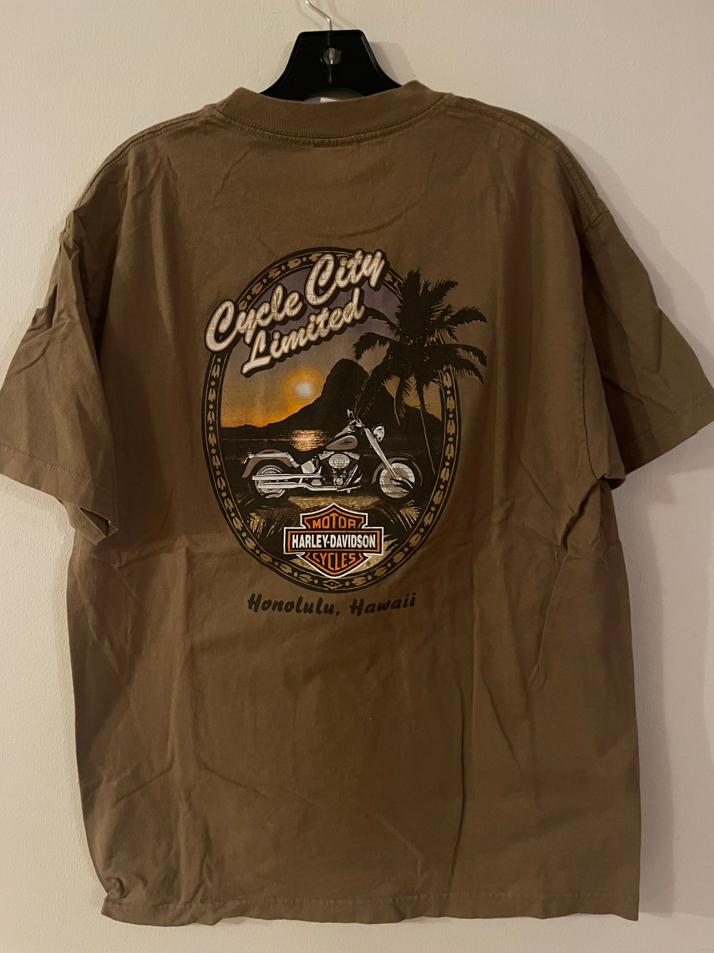 Harley Davidson motorcykel  tshirt   Brun  L   unisex