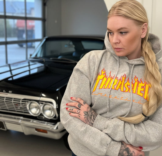 Vintage trasher hoodie grå medium