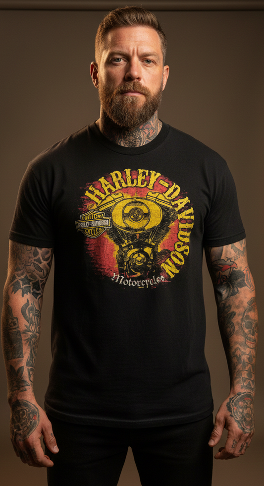 Harley Davidson motorcykel  tshirt    Svart Xxl  unisex