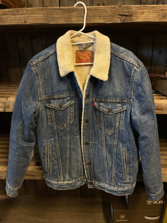 Vintage jeansjacka Levis blå fodrad medium