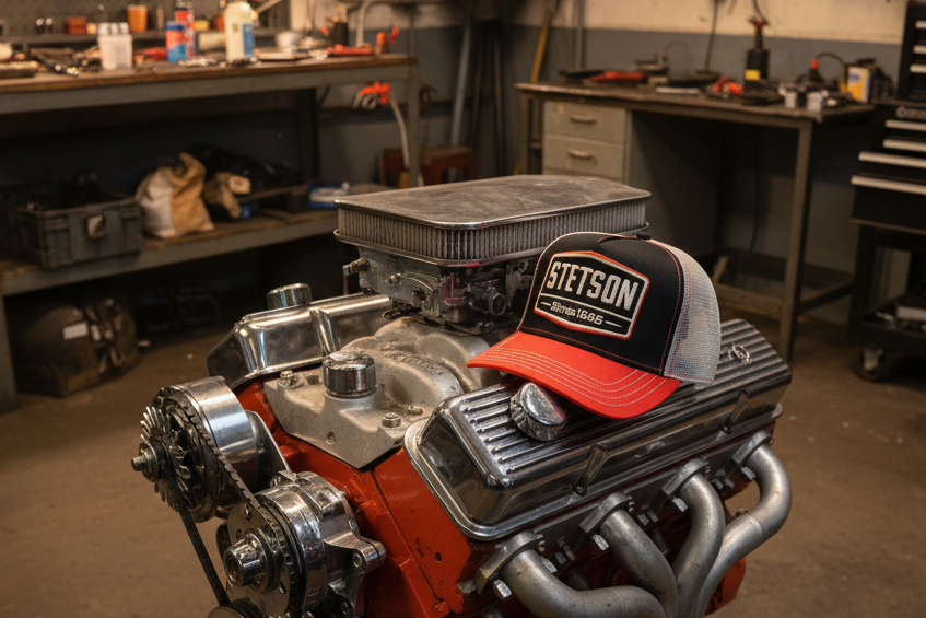 Stetson Trucker Keps röd svart  vit
