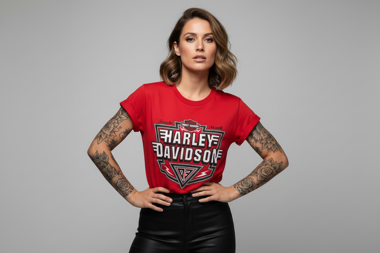 Harley Davidson motorcykel  tshirt  röd small unisex