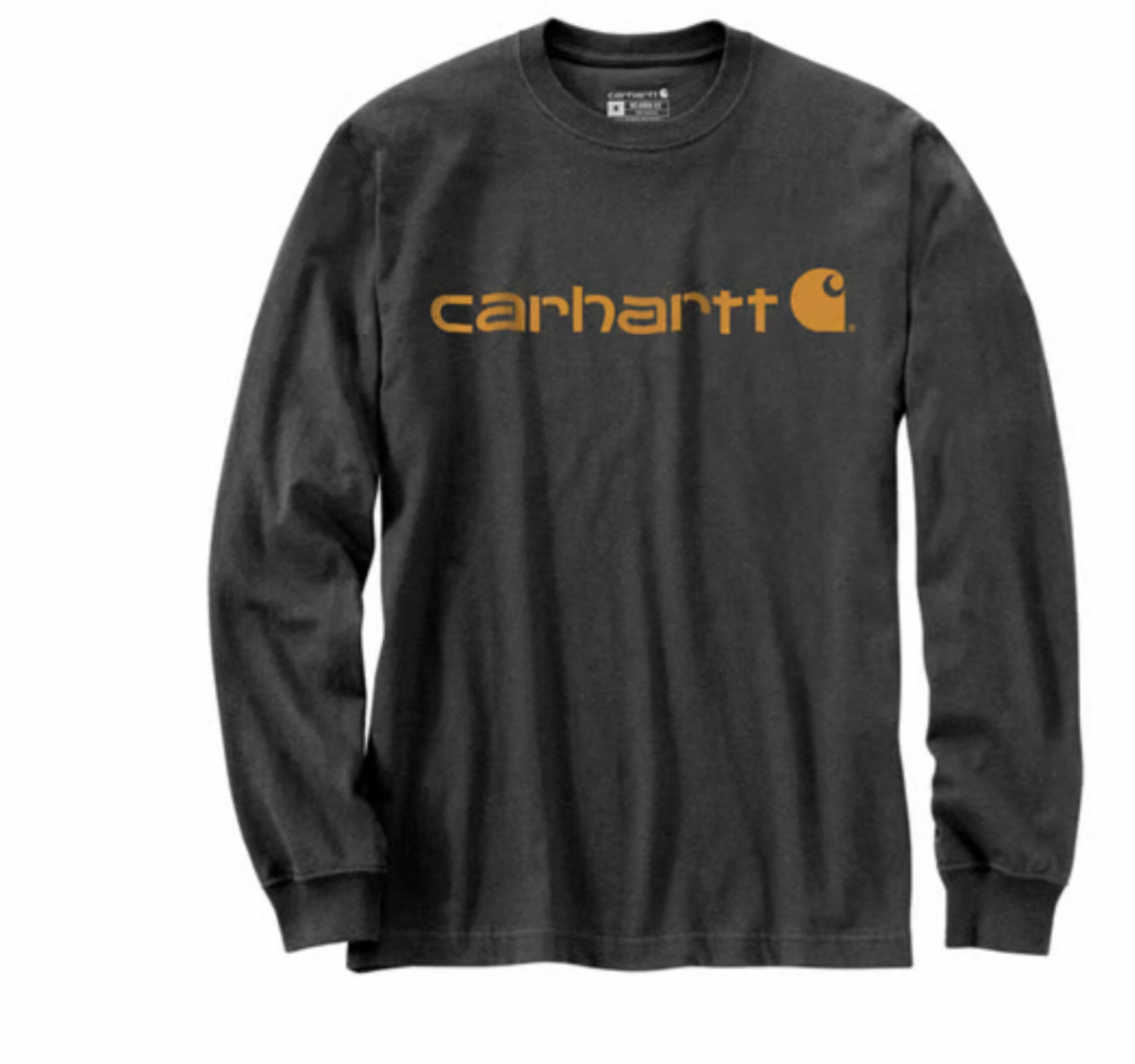 carhartt långärmad mörkgrå  gul print klassisk tryck bröst unisex