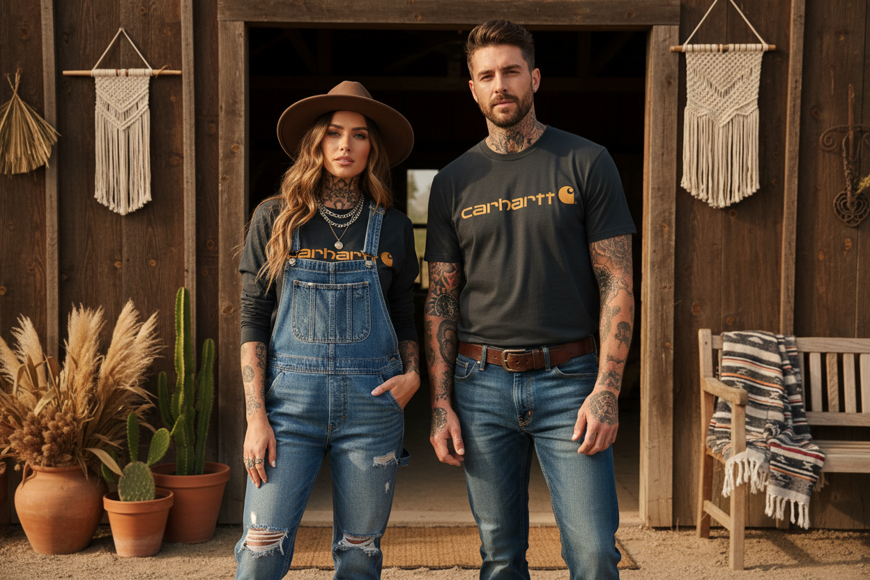 carhartt långärmad mörkgrå  gul print klassisk tryck bröst unisex