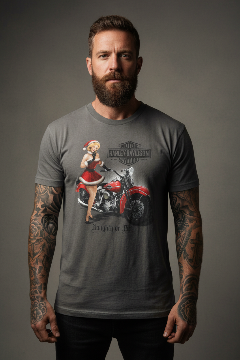 Harley Davidson motorcykel  tshirt    Grå xl unisex