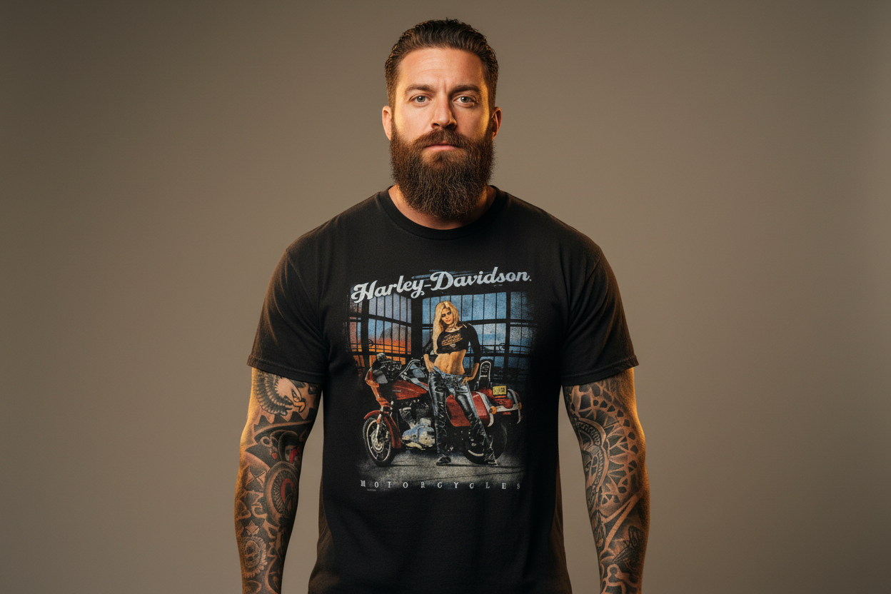 Harley Davidson motorcykel  tshirt    Svart  xl unisex
