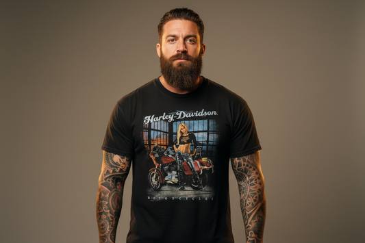 Harley Davidson motorcykel  tshirt    Svart  xl unisex
