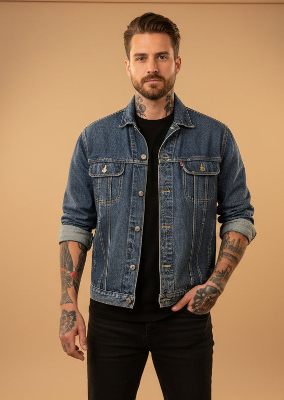 Vintage jeansjacka Lee  blå xl