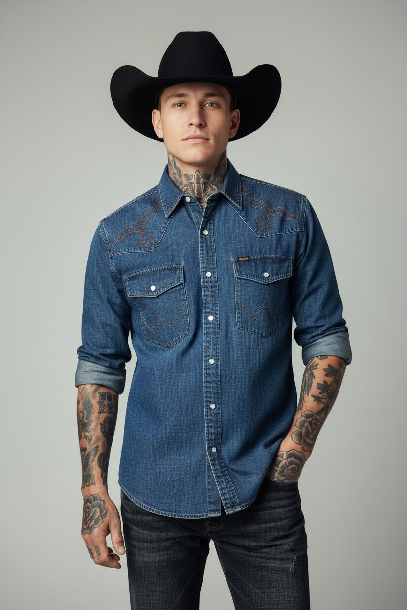 Wrangler skjorta western shirt river rock western detaljer