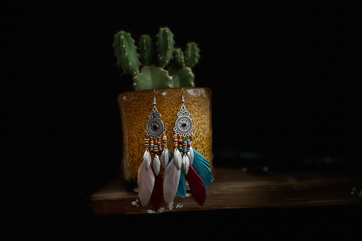 rebell örhänge flerfärg fjäder