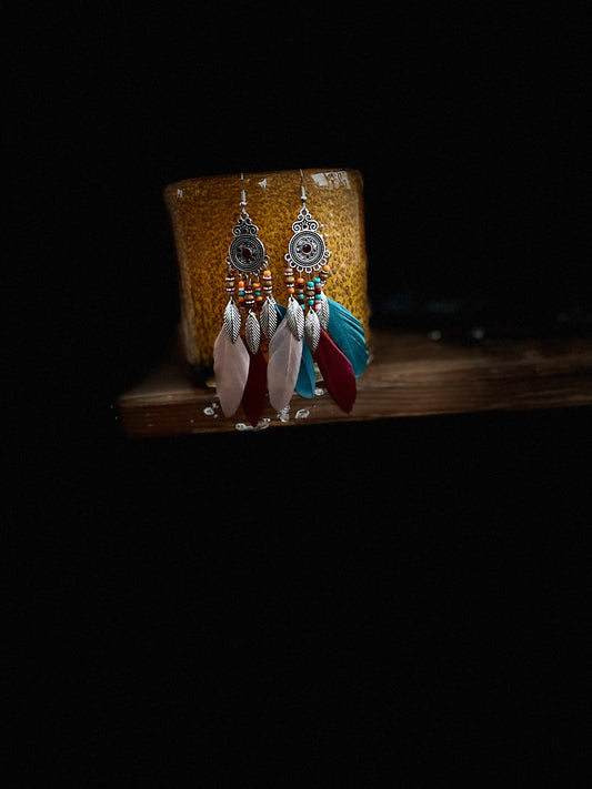 rebell örhänge flerfärg fjäder