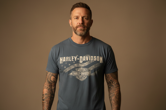 Harley Davidson motorcykel  tshirt    Blå large unisex