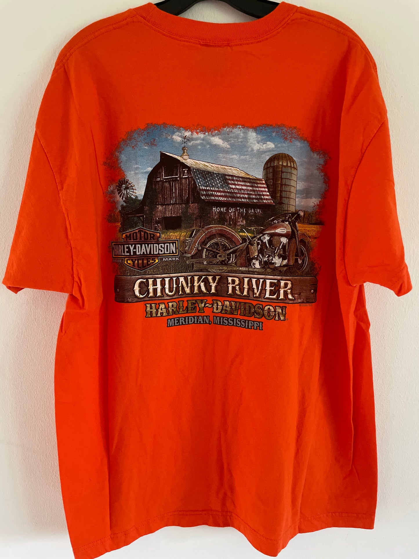 Harley Davidson motorcykel  tshirt orange unisex XL