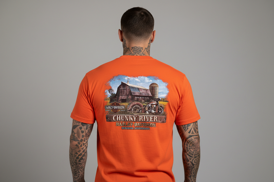 Harley Davidson motorcykel  tshirt orange unisex XL