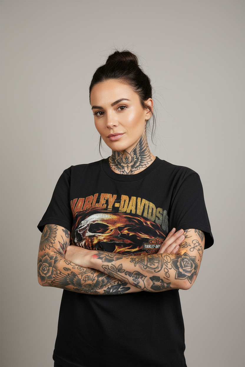 Harley Davidson motorcykel  tshirt  svart small /medium unisex