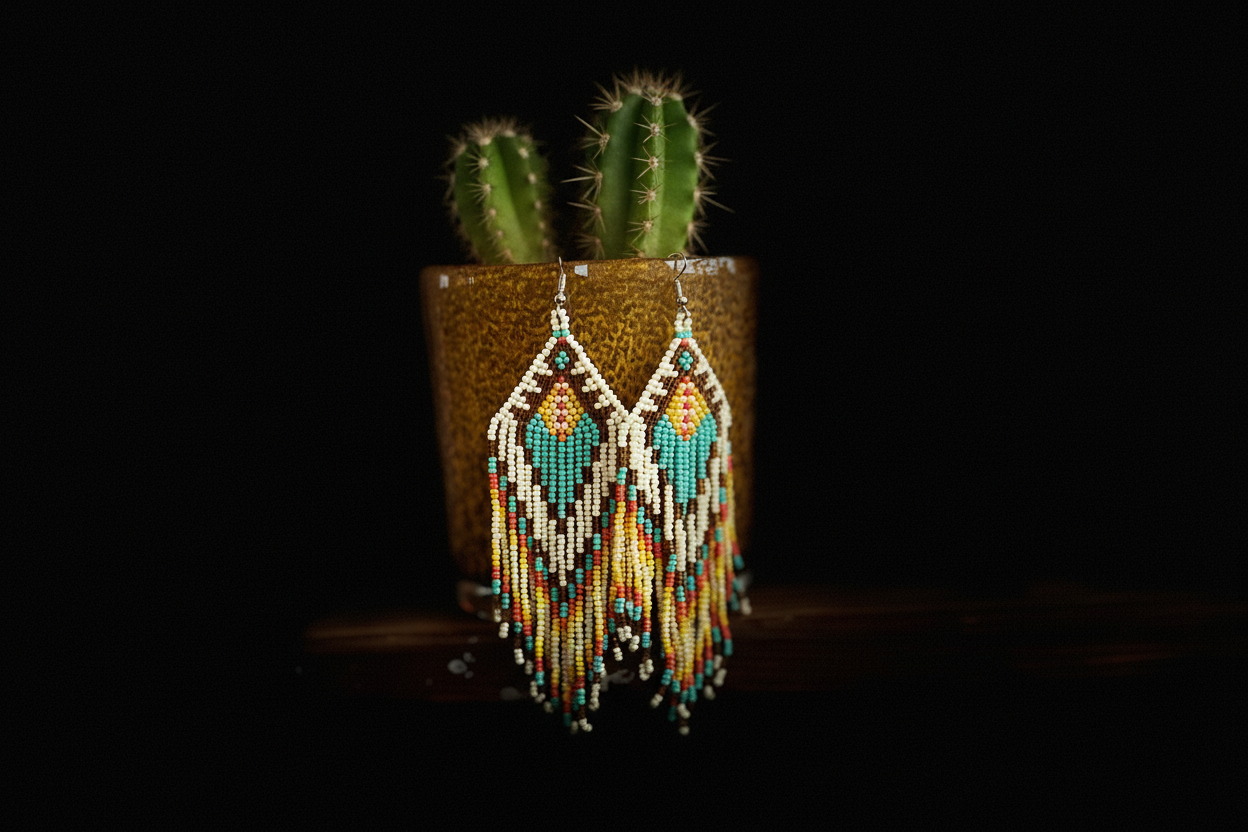 rebell örhängen indian pärlor långa handgjorda