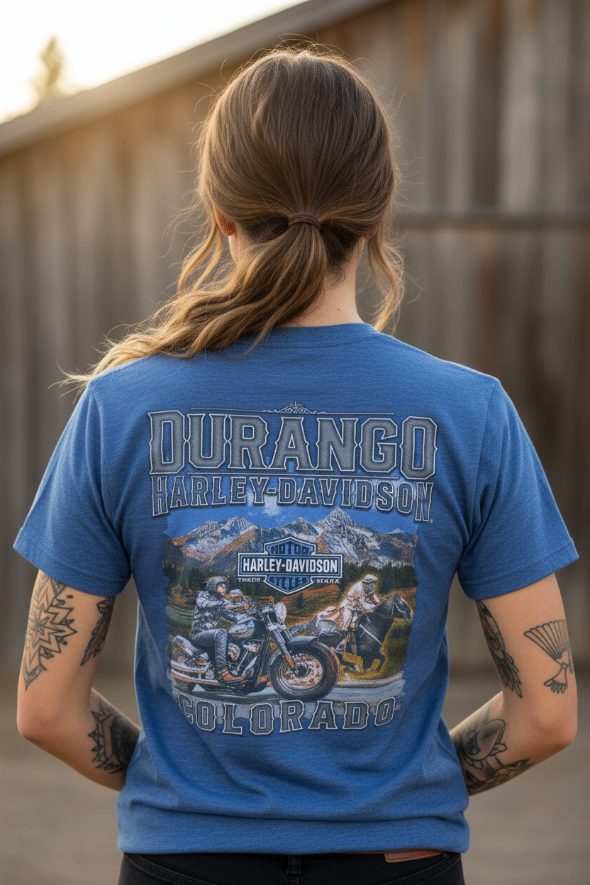 Harley Davidson motorcykel  tshirt blå unisex XL