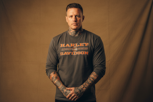 Harley Davidson tröja grå långärmad large unisex
