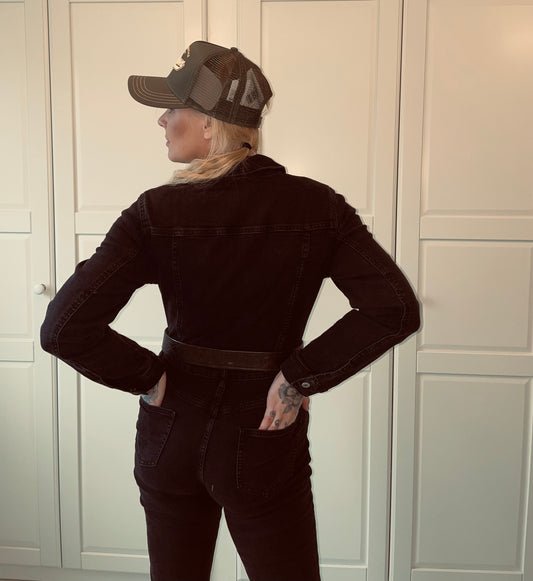 Rebell hängslebyxor jeans dress svarta