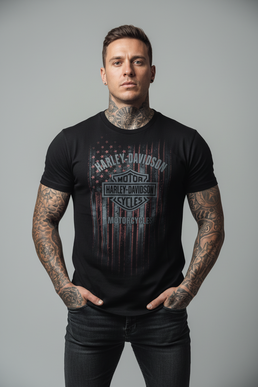 Harley Davidson motorcykel  tshirt  svart  L/XL unisex