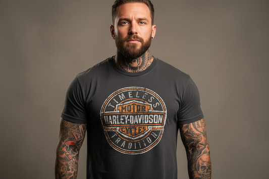 Harley Davidson motorcykel  tshirt  grå medium unisex