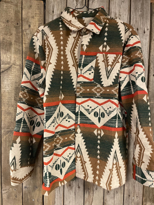 rebell inka flanell /jacka herr / grön toner unisex