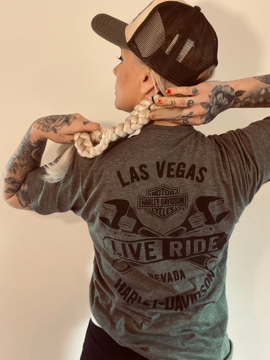 Harley davidsson tshirt grå unisex