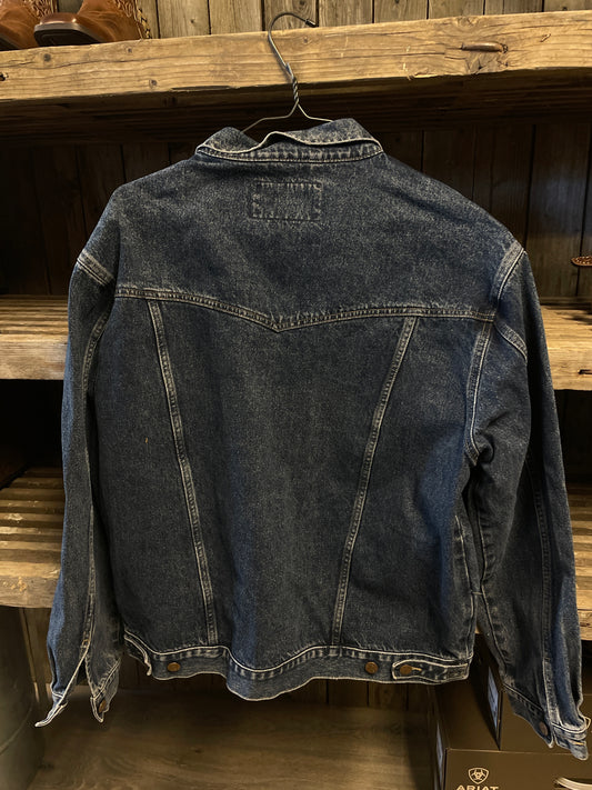 Vintage jeansjacka wrangler grå blå svart xxl
