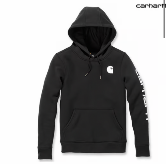 CARHARTT SIGNATURE LOGO HOODED SWEATSHIRT tryck arm dam modell