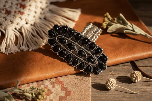 Texas jewelry svart stor ring stretch