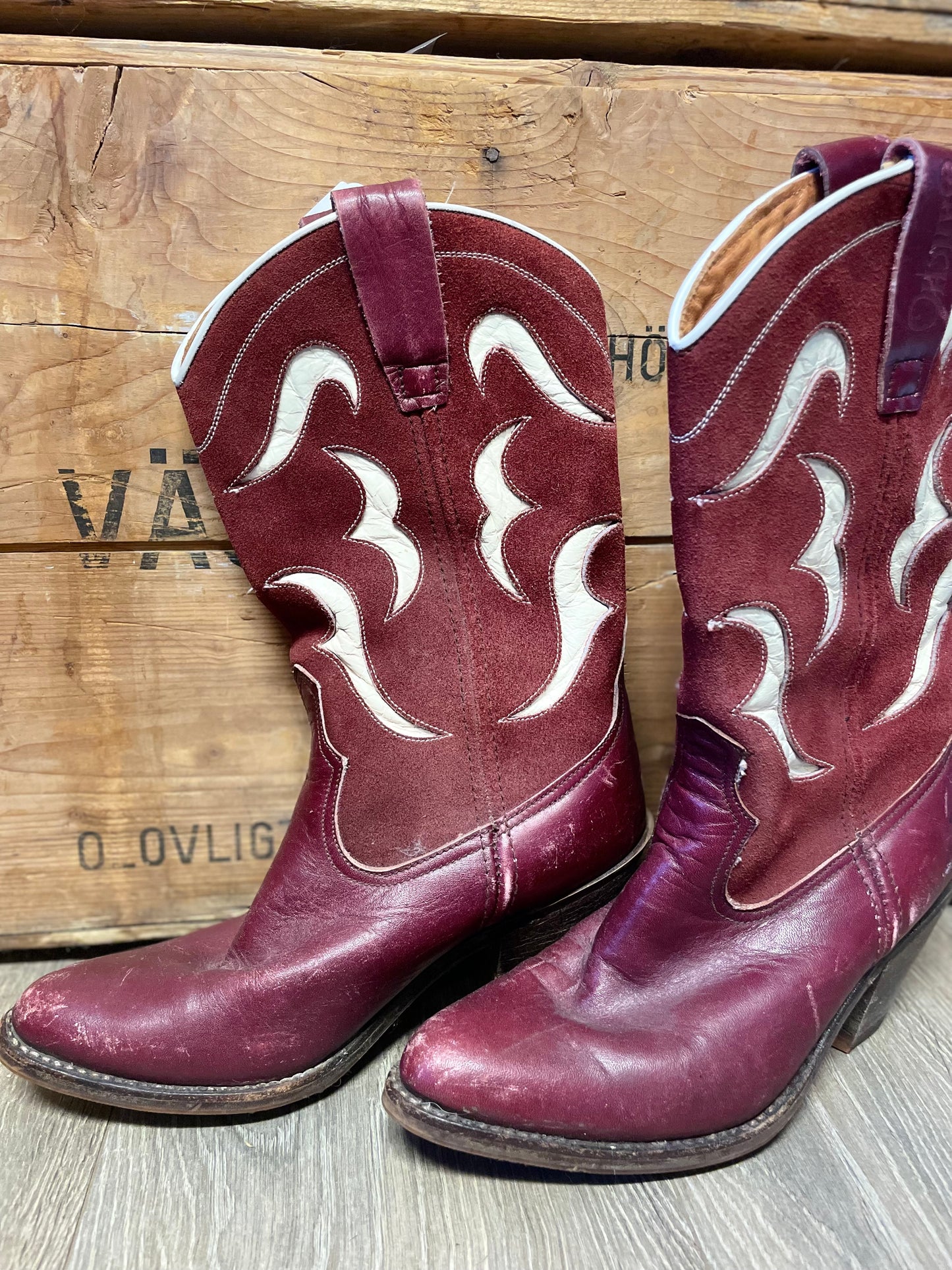 Vintage boots  vinröd sancho western boots