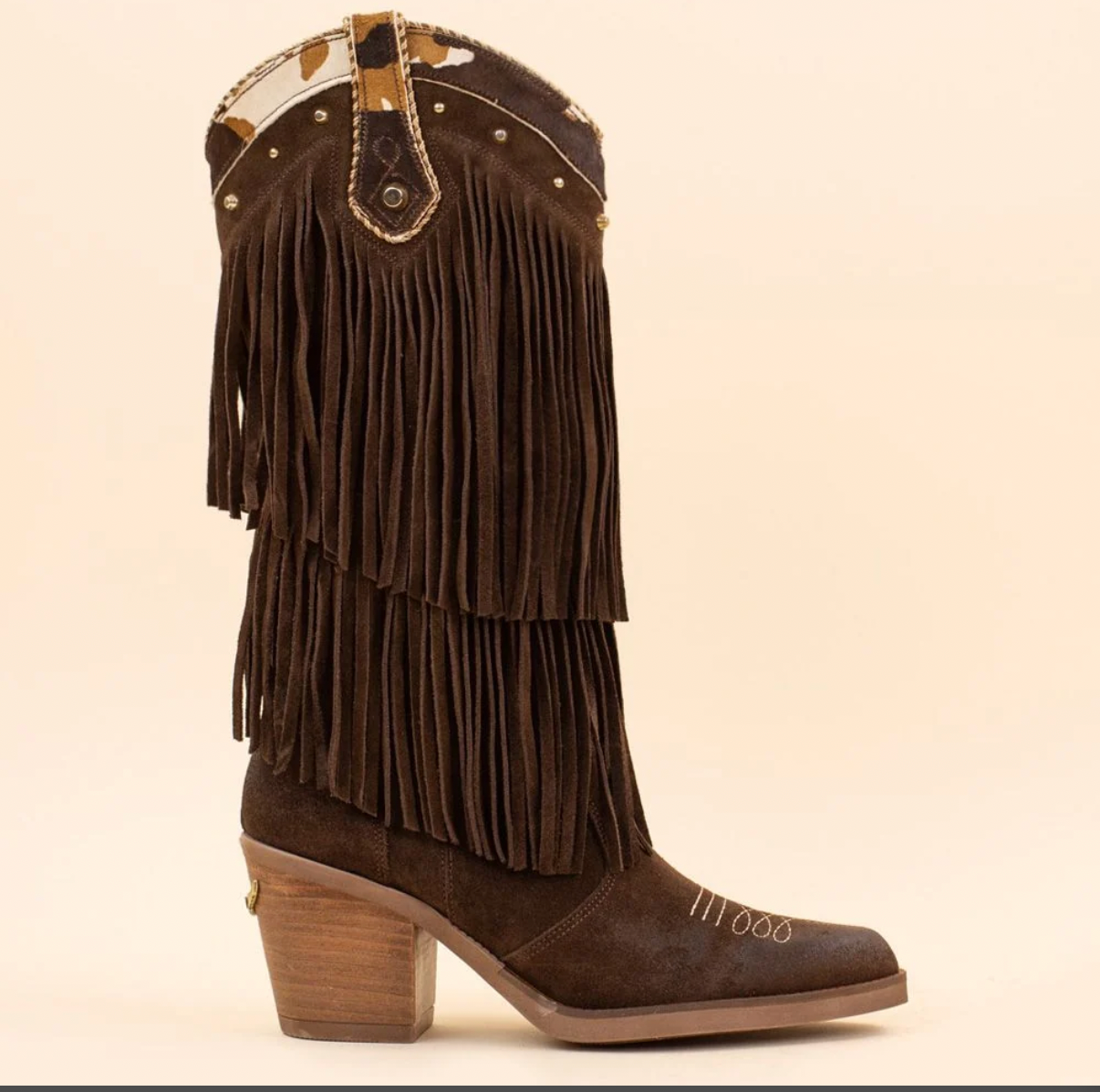 Nemonic Cowboyboots Boho Fransboots brunt cowgirl