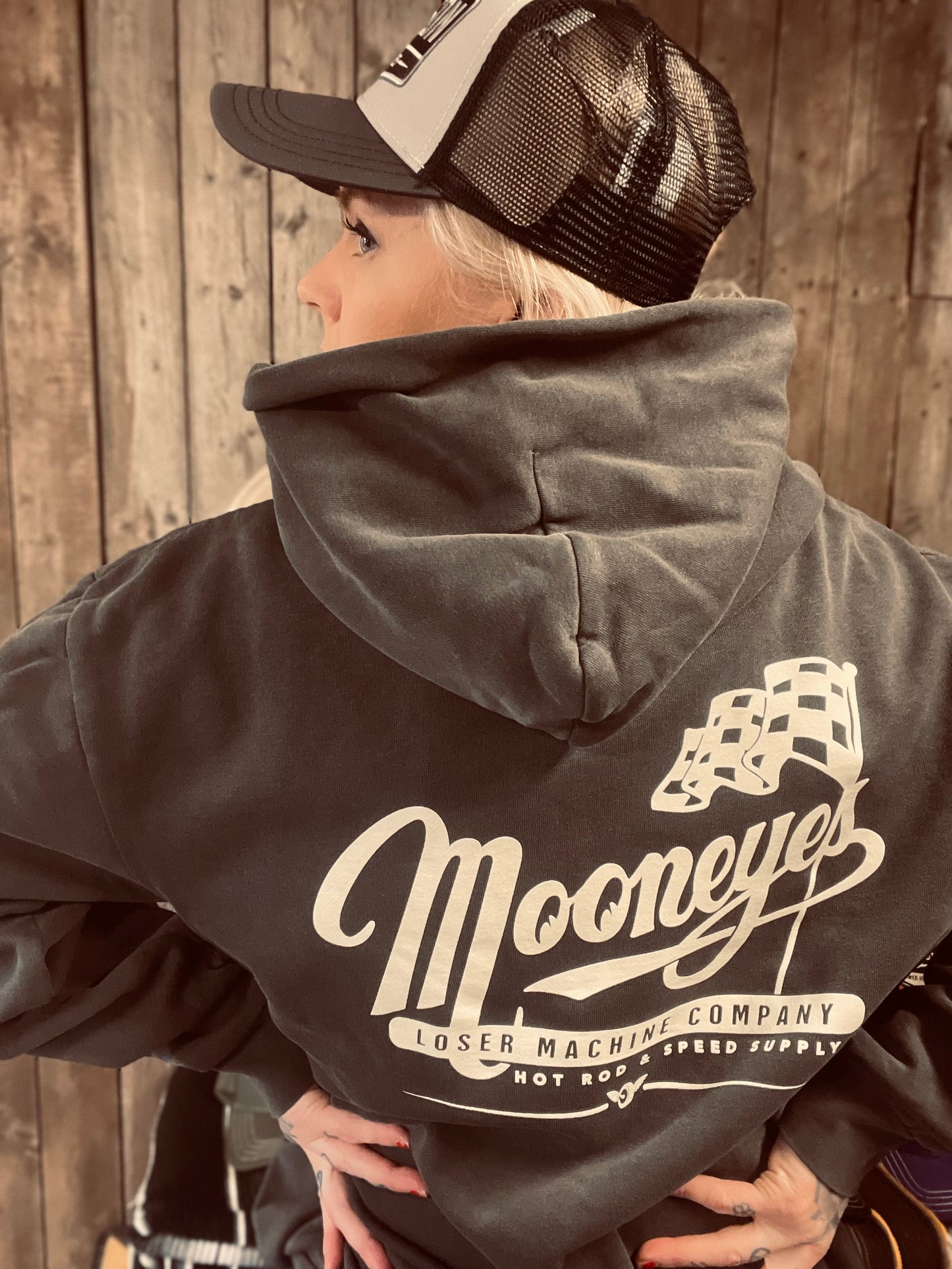 Loser Machine Partnership hoodie pigment black mooneyes