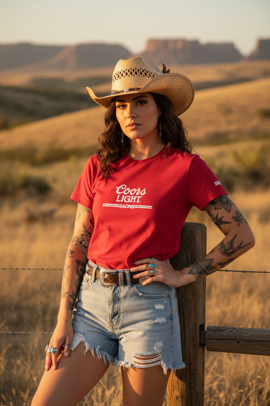 brixton coors light tshirt röd dam modell