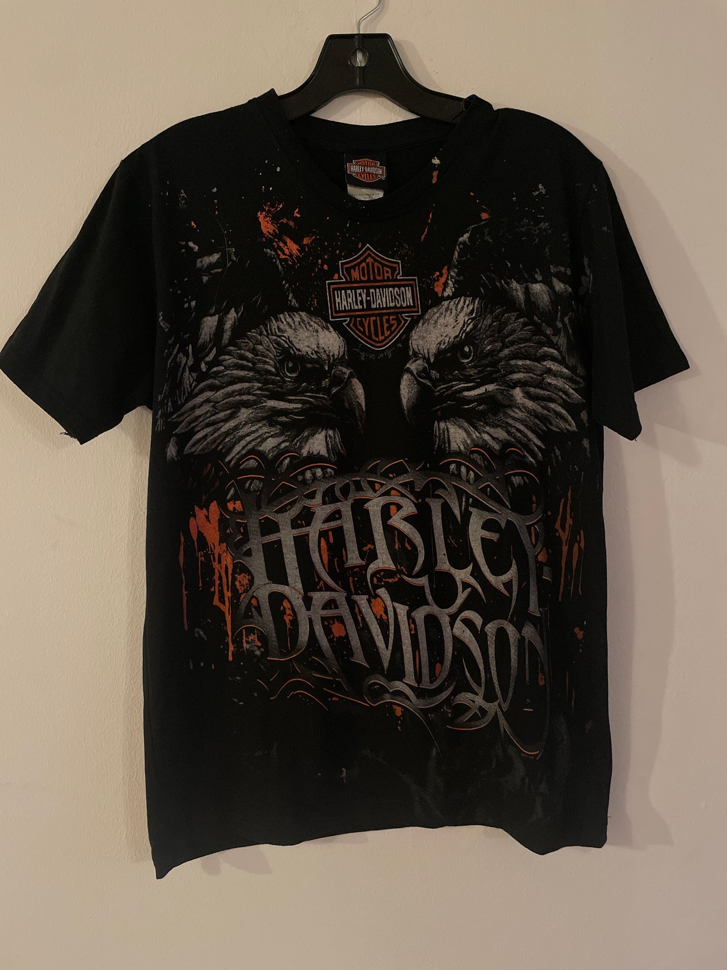 Harley Davidson motorcykel  tshirt  svart small /medium unisex