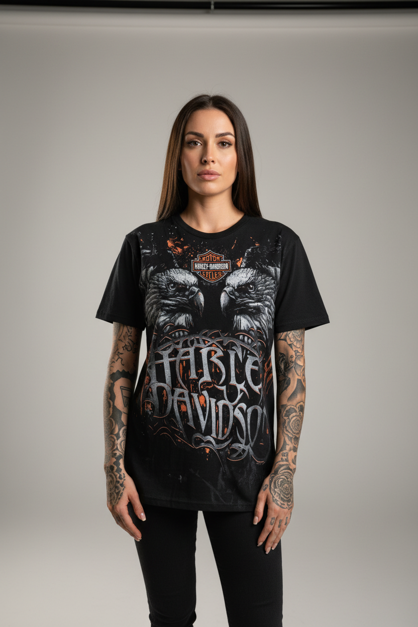 Harley Davidson motorcykel  tshirt  svart small /medium unisex