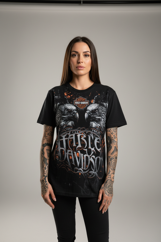 Harley Davidson motorcykel  tshirt  svart small /medium unisex