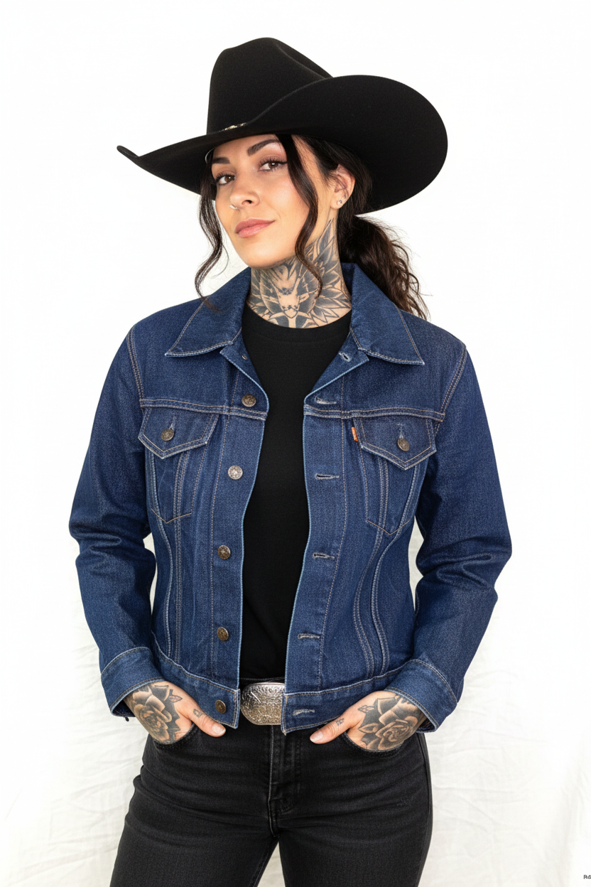 Junk jeansjacka levis vintage mörk jeans small
