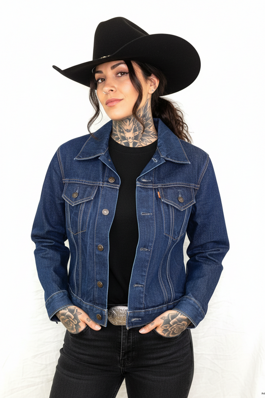 Junk jeansjacka levis vintage mörk jeans small
