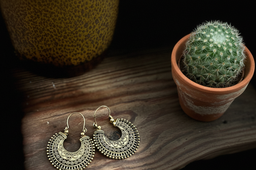 rebell örhängen medium stora mässing ringar