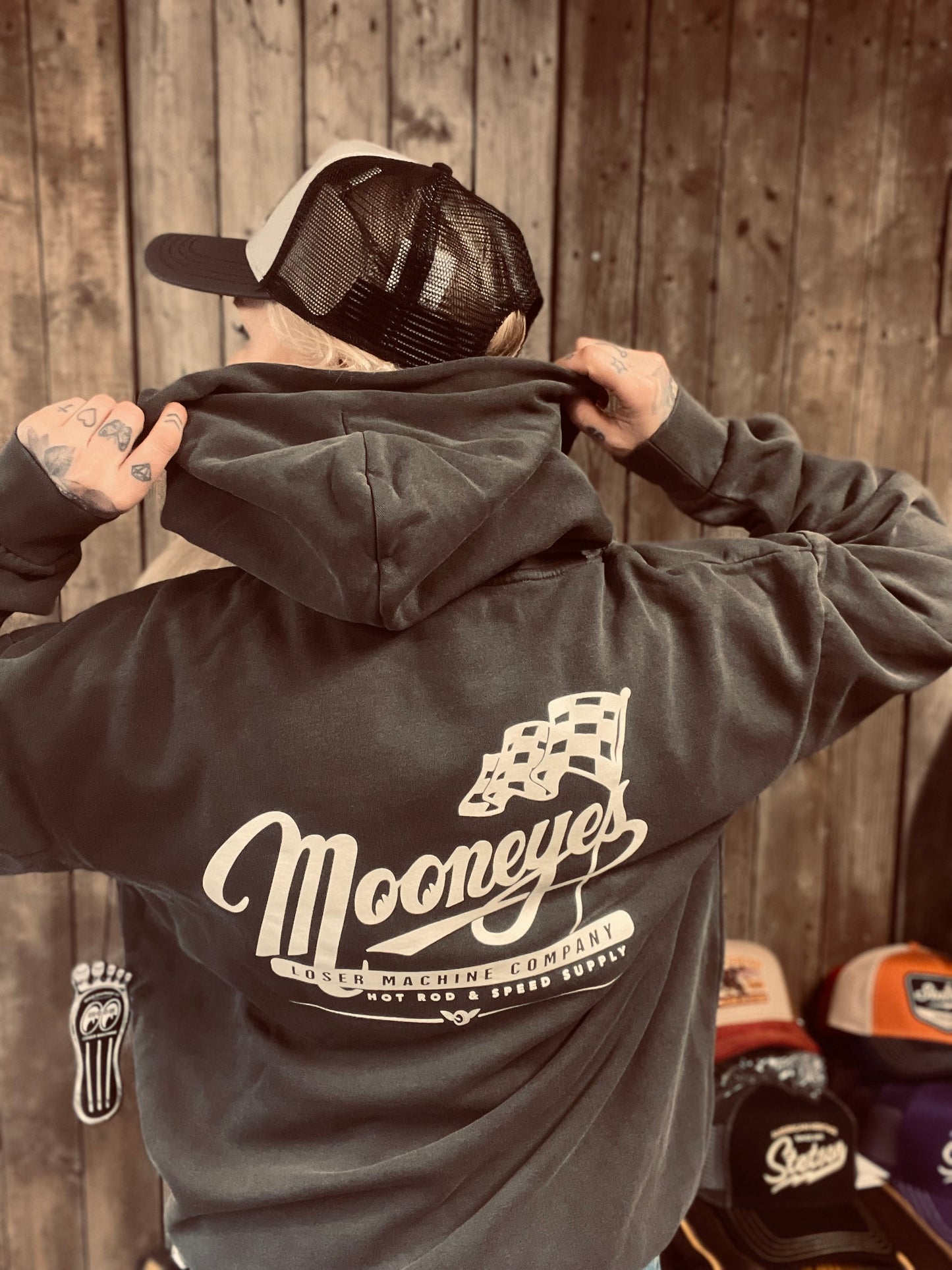 Loser Machine Partnership hoodie pigment black mooneyes