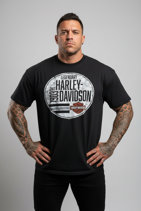 Harley Davidson motorcykel  tshirt svart unisex 4XL