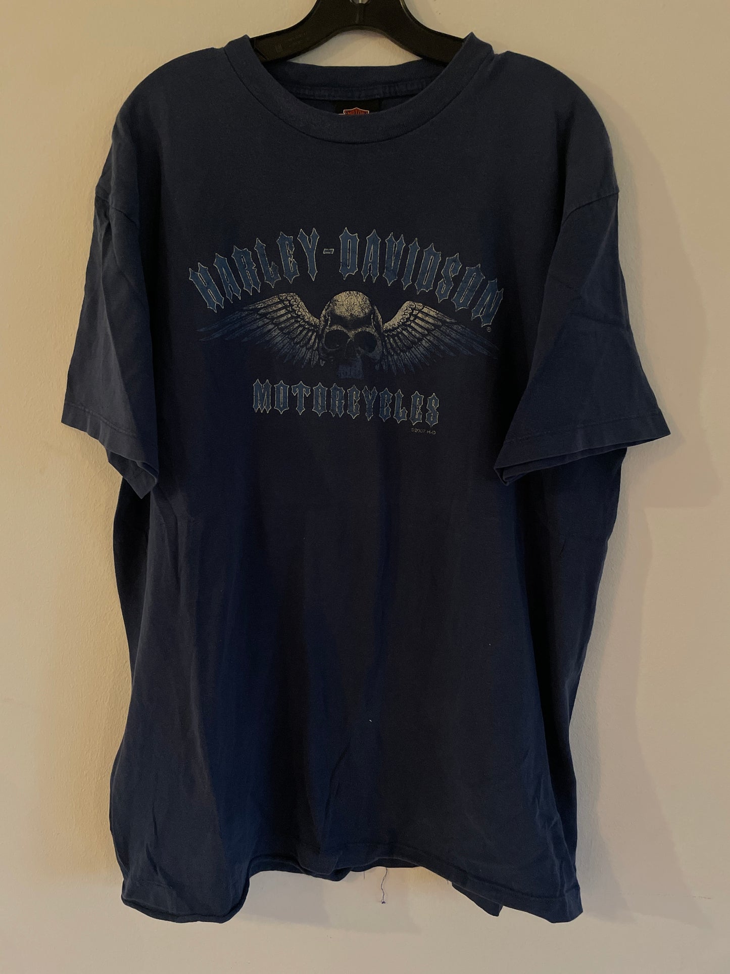 Harley Davidson motorcykel  tshirt   Blå  xl  unisex