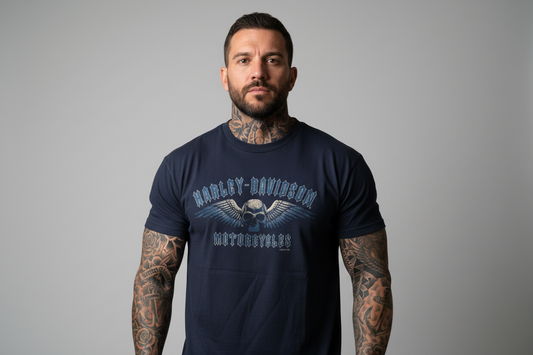 Harley Davidson motorcykel tshirt Blå xl unisex