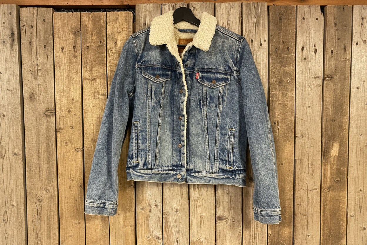 Vintage jeansjacka Levis blå fodrad (m) uppskatt xs /s